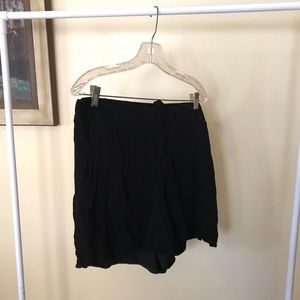 Lace up front black flowy short